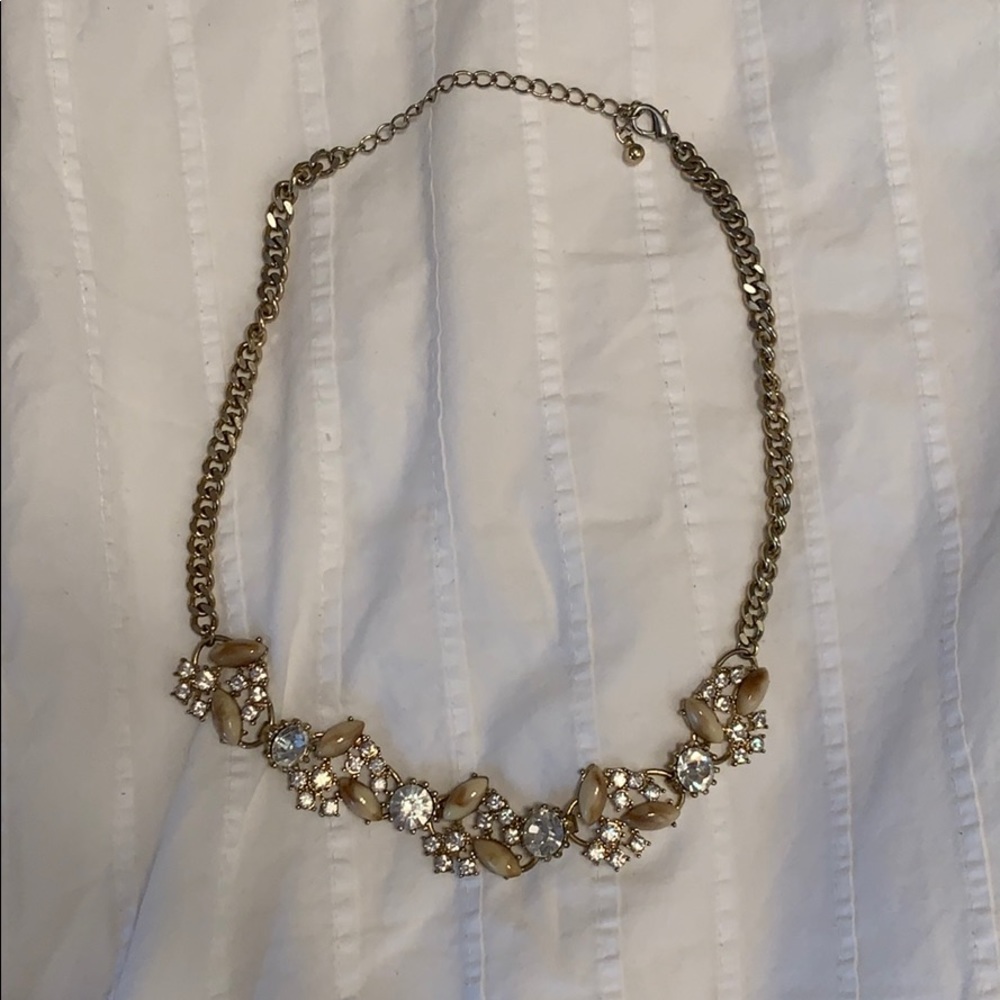 Rhinestone and tan necklace